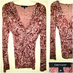 Long sleeve V neck top